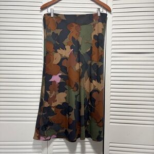 Time and Tru Y2K Midi Slip Skirt Women's Painted Floral Print Cotton Size M